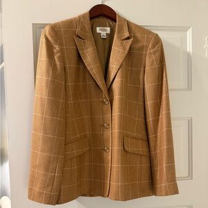 Vintage Talbots Wool Cashmere Tan Windowpane Women’s Blazer